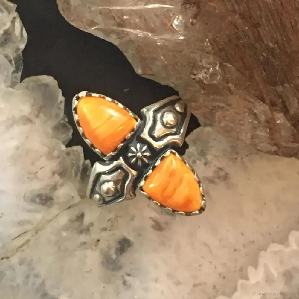 Carolyn Pollack Southwestern Style Sterling Orange Spiny Oyster Ring For Women - Picture 2 of 10
